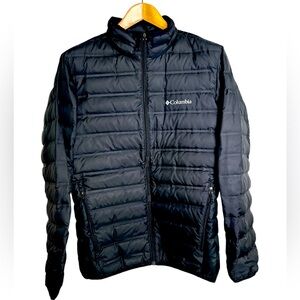 Men’s Black Columbia Down Puffer Full Zip Jacket, Size Medium Zipper Pockets